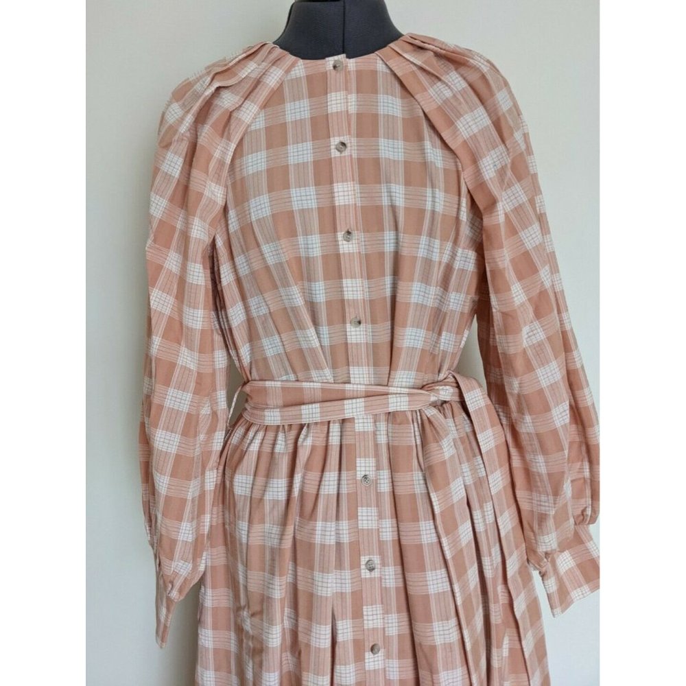 Witchery Womens Check Midi Shirt Dress Pastel Orange Long Sleeve Size 12 /14 NEW - Picture 7 of 12